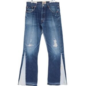 Gallery Dept LA FLARE Jeans Men's Size 31 Blue Distressed Art on Display Denim